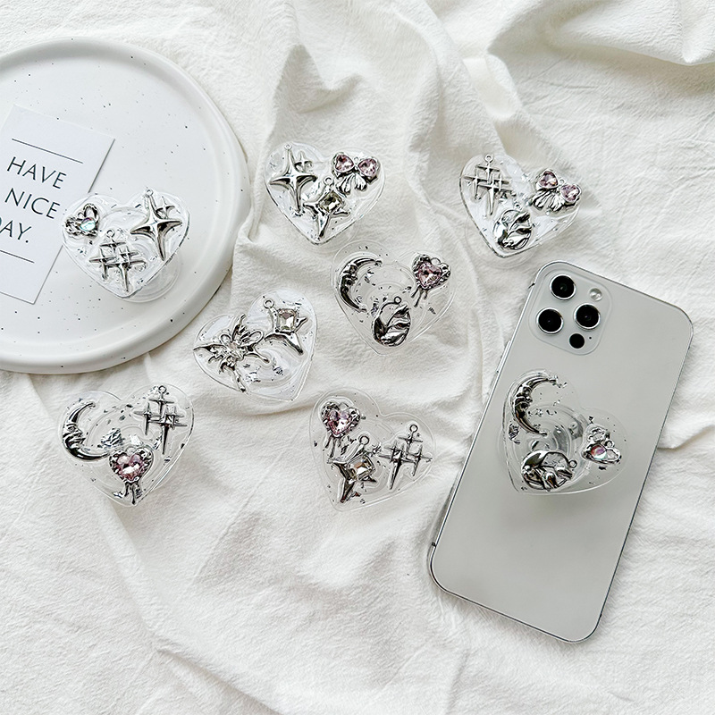 Phone Accessories Items - حامل هاتف شفاف على شكل قلب