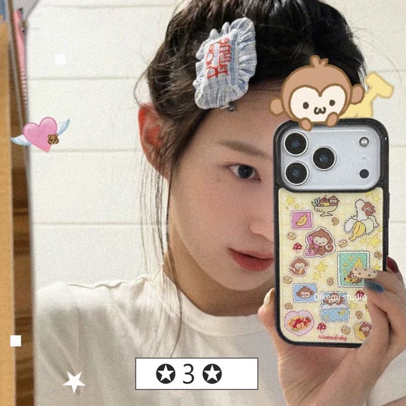 Yellow Phone Accessories - جراب هاتف كوري بتصميم قرد أزرق