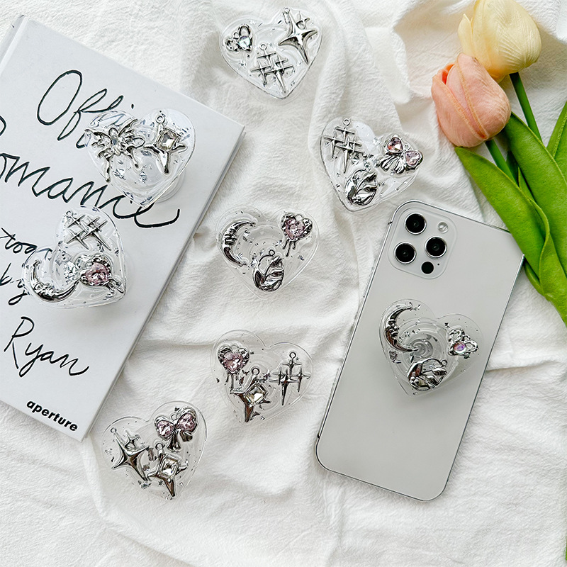 حامل هاتف شفاف على شكل قلب مع  - مراجعة Phone Accessories Items وسعره