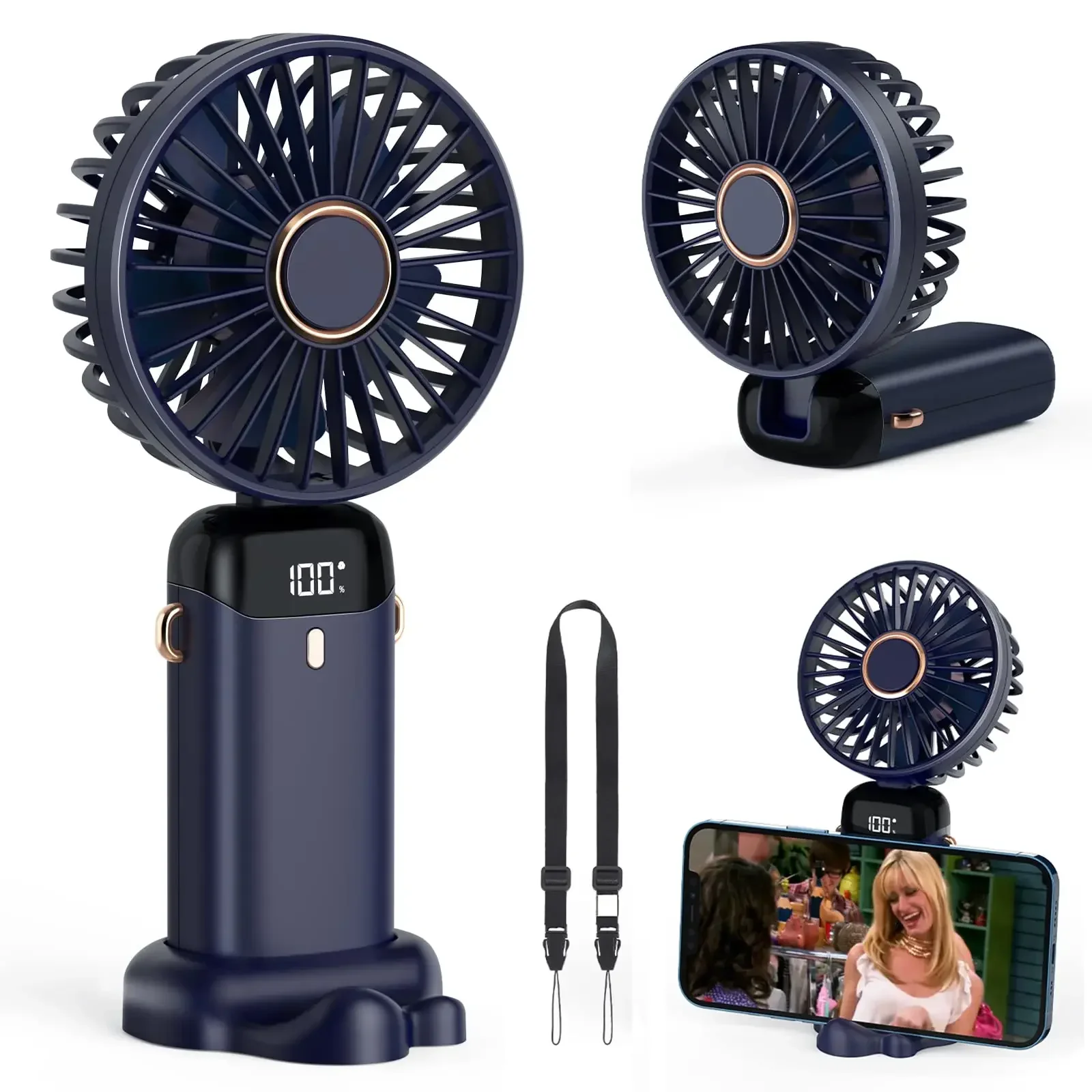 5000mAh يده مروحة صغيرة لاسلكي - مراجعة Neck Hanging Phone Holder وسعره